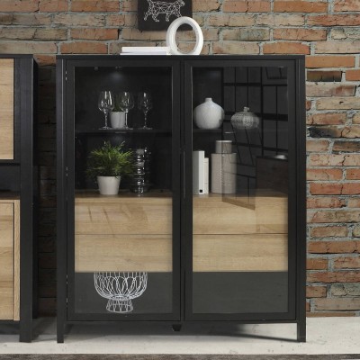 Cristaleira Baixa 2 Portas + 4 Gavetas L30 (c/ Luz LED)