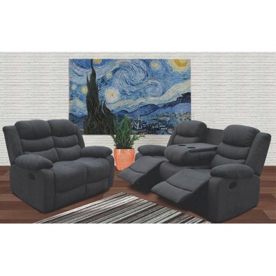 Pack Sofá 3 Lugares c/ Relax Manual + Sofá 2 Lugares c/ Relax Manual Luxor (Cinza)