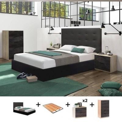 Pack Dormitorio Completo Alaya c/ Cama Armani + Somier (200x160cm)