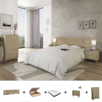 Pack Dormitorio Completo Soto c/ Canapé (Puccini/Textil) + Colchón Premium 17HR (190x150cm)