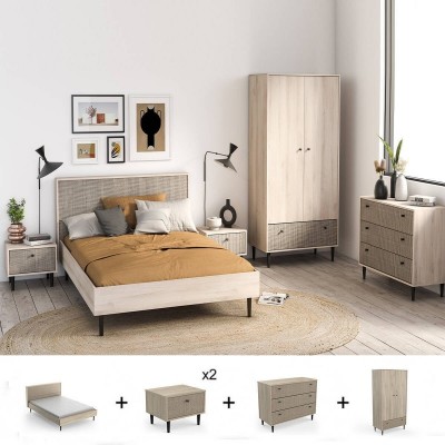 Pack Quarto Completo Saigon c/ 2 Mesas de Cabeceira (190x140cm)