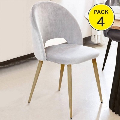 Pack de 4 Cadeiras Regina (Light Grey c/ Pernas Sonoma)