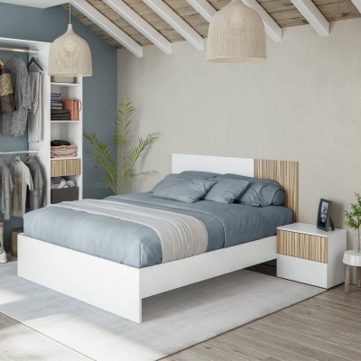 Paquete de Cama Ethna Con Cabecera + 2 Mesas de Noche (200x160cm)