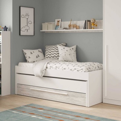 Estructura Cama Doble Juvenil Elliot c/ Estante (190x90cm)