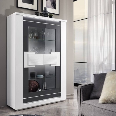 Elemento Cristaleira 2 Portas Bellariva Lacada (c/ Luz LED)