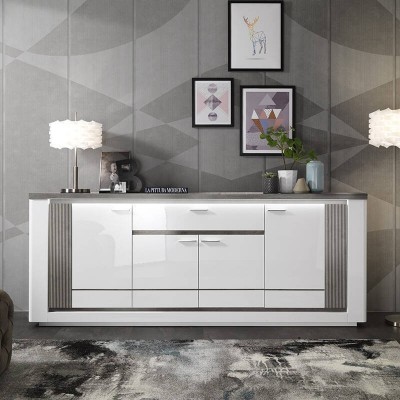 Aparador 4 Portas + 1 Gaveta Bellaria Lacada (c/ Luz LED)