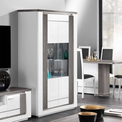 Elemento Cristaleira 2 Portas Bellaria Lacada (c/ Luz LED)