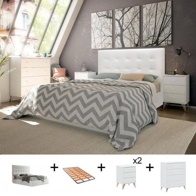 Pack Dormitorio Completo Sweet c/ Cama Armani + Somier (200x160cm)