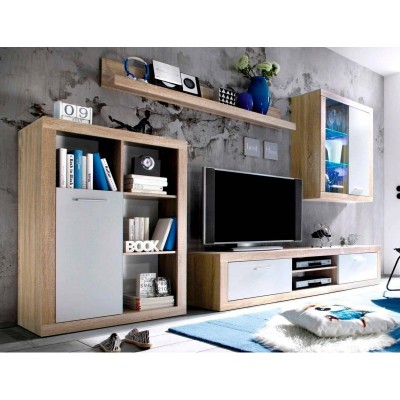 Mueble de Salón Completo Sunset Oak Sonoma/Blanco