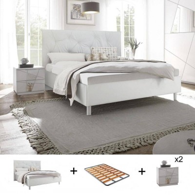 Pack Quarto Completo Vittoria c/ 2 Mesas de Cabeceira + Estrado (200x160cm)