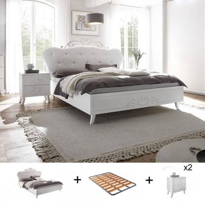 Pack Quarto Completo Nivea c/ 2 Mesas de Cabeceira + Estrado (200x160cm)