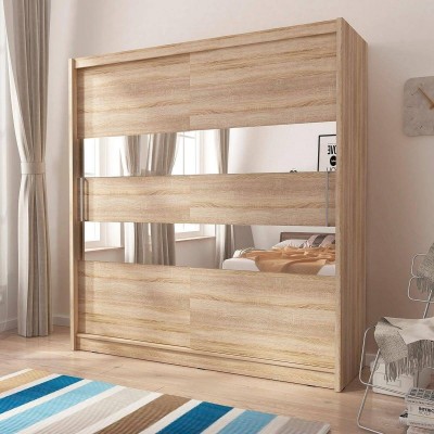 Armario 2 Puertas Correderas c/ Espejo Decorativo Maja 2