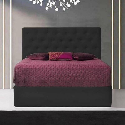 Pack Cama Romântica c/ Cabeceira Reta (Preta) + Estrado (190x140cm)