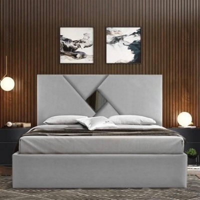 Pack Cama Melike (Veludo Beige) + Estrado (195x150cm)