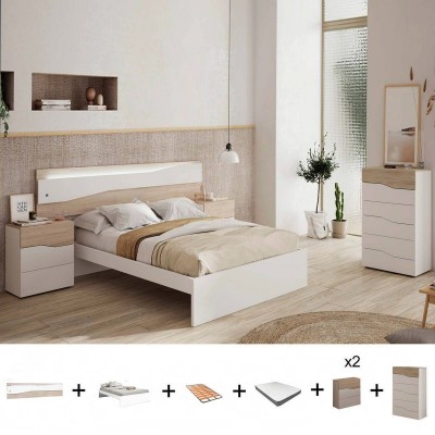 Pack Dormitorio Completo Cannes c/ Sinfonier + Somier + Colchón Premium 17HR (190x150cm)
