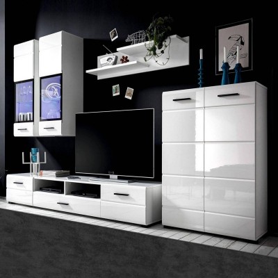 Mueble de Salón Completo Artic Blanco/Blanco Brillo