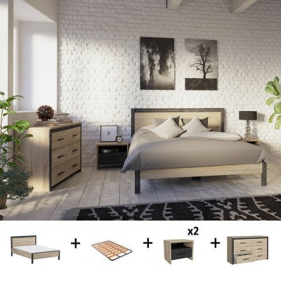 Pack Domirtorio Completo Colorado c/ Cómoda + Somier (200x160cm)