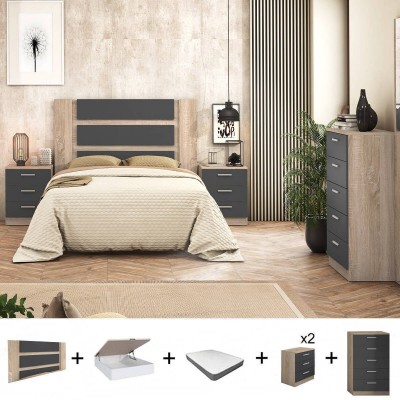 Pack Dormitorio Completo Monika c/ Sinfonier + Colchón Premium 17HR (190x150cm)