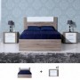 Pack Quarto Completo Paris c/ Estrado Carvalho Cinza/Branco + 2 Mesas de Cabeceira (195x140)