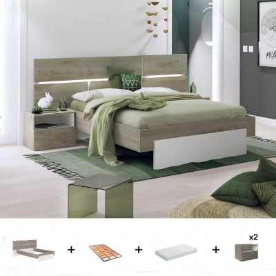 Pack Dormitorio Completo Prado + Somier + Colchón Eko Roller (200x160cm)