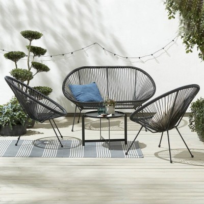 Pack Sofá 2 Lugares + 2 Sillones Le Cabana (Negro)