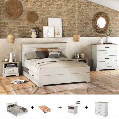 Pack Dormitorio Completo Cottage c/ Cómoda + Somier (190x140cm)