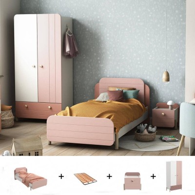 Pack Dormitorio Completo Jade c/ Armario + Somier (190x90cm)