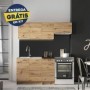 Pack Cocina Mela 120cm (Oak Artisan/Blanco) c/ Encimera (c/ Envio GRÁTIS)