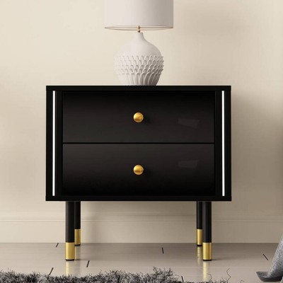 Pack 2 Mesitas de Noche Cristal (Negro)