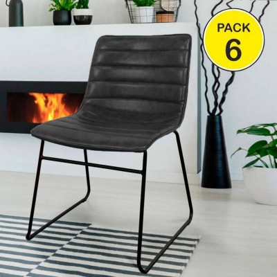 Pack 6 Cadeiras Brooklyn (PU Preto)