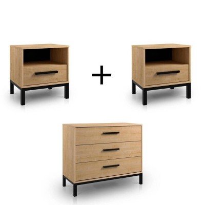 Pack 2 Mesitas de Noche + Cómoda Craft