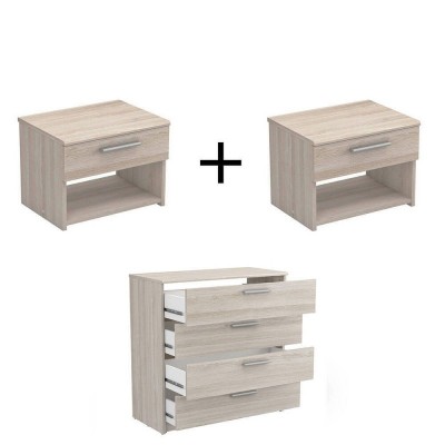 Pack 2 Mesitas de Noche + Cómoda Pricy 2