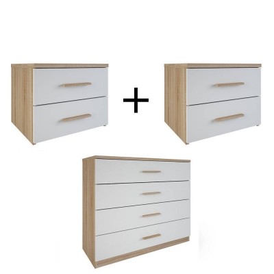 Pack 2 Mesitas de Noche + Cómoda Selena