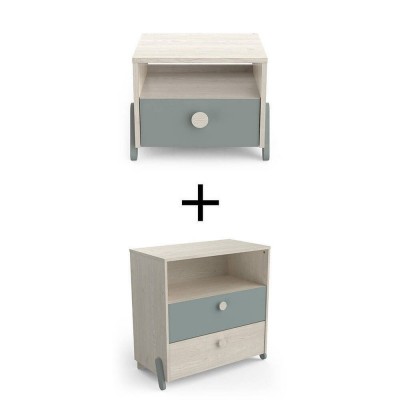 Pack 1 Mesita de Noche + Cómoda Juvenil Ilian