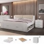 Pack Cama Galaxy (Blanca) c/ 2 Mesitas de Noche + Somier (200x160cm)