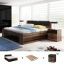 Pack Cama Galaxy (Marron) c/ 2 Mesitas de Noches + Somier (200x180cm)