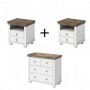 Pack 2 Mesitas de Noche + Cómoda 4 Cajones Evora (Blanco)