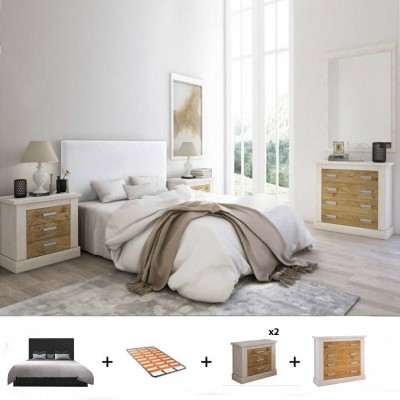 Pack Dormitorio Completo  Roksy/Roncal (Andersen Pino/Roble) + Somier (200x160cm)