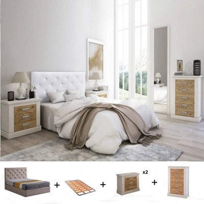 Pack Dormitorio Completo Orlando/Roncal (Andersen Pino/Roble) + Sinfonier (200x160cm)